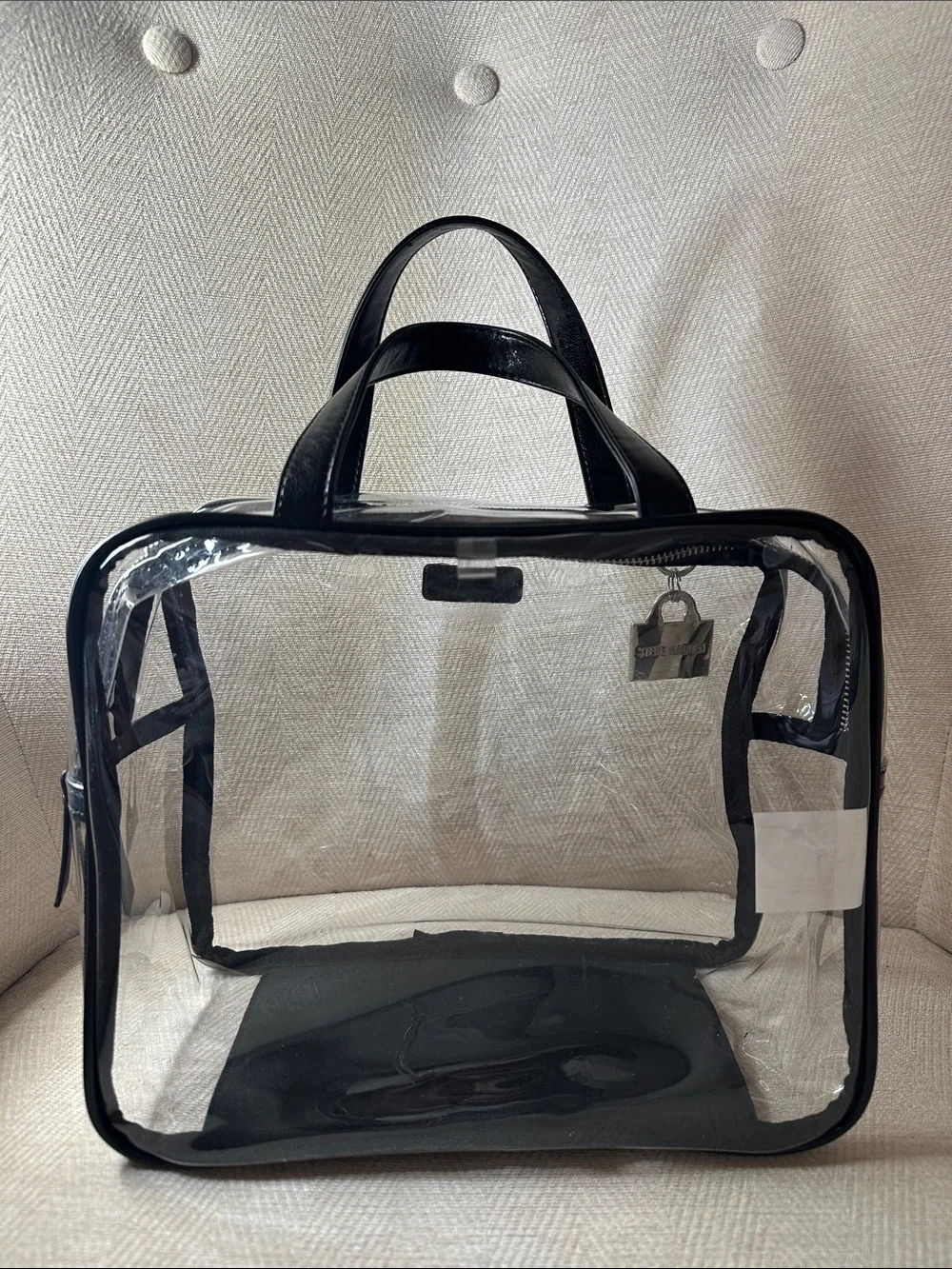Steve Madden Clear Tote with Black Trim and Handles